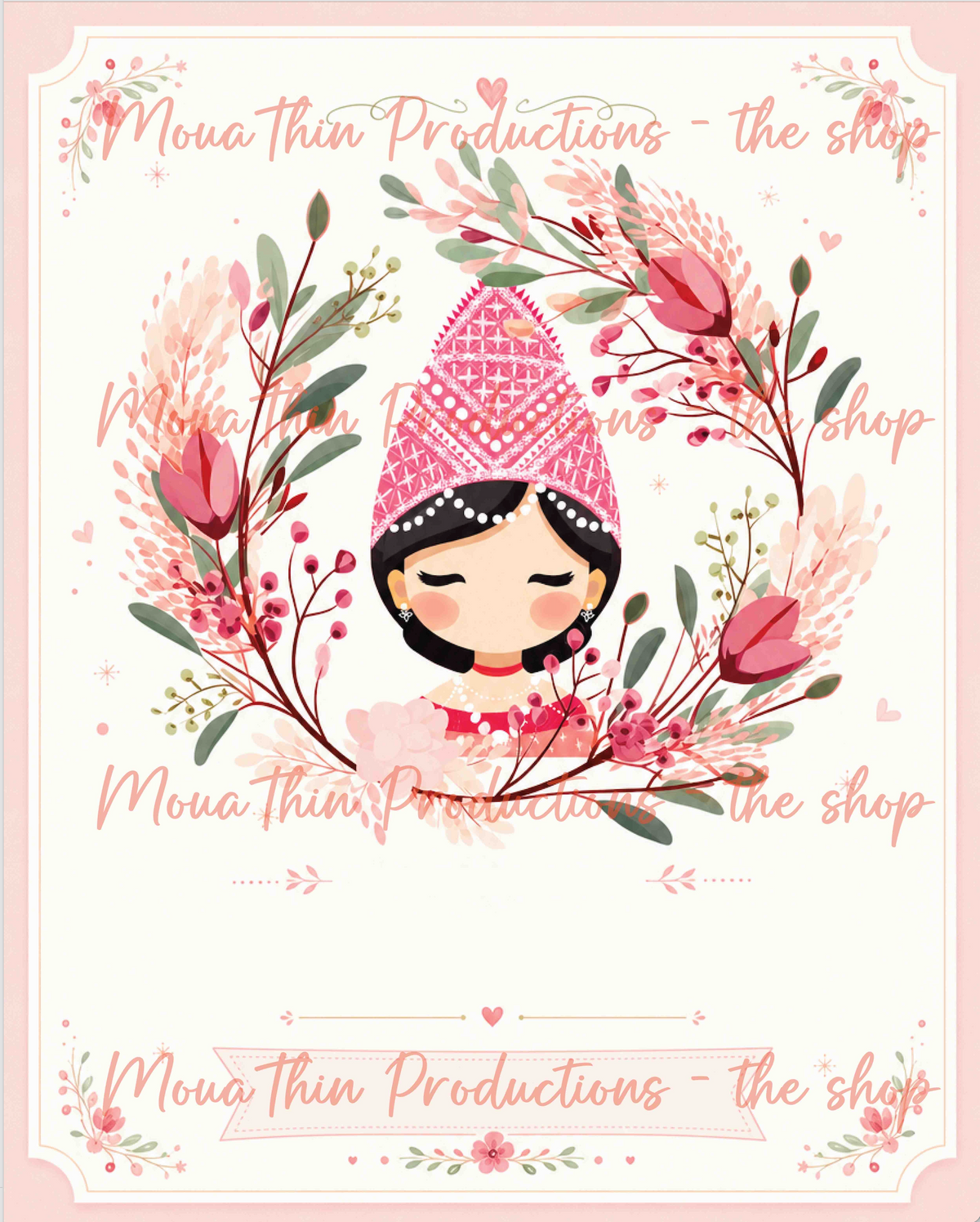 Hmong Women Floral - Blank Digital Greeting Cards