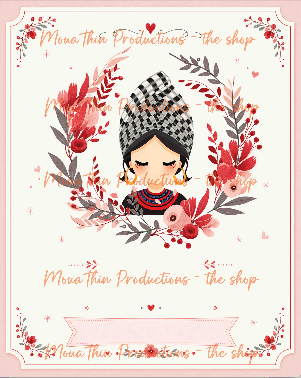 Hmong Women Floral - Blank Digital Greeting Cards