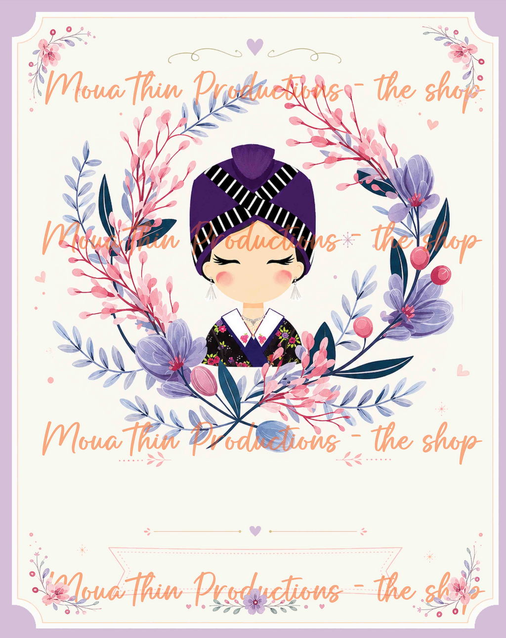 Hmong Women Floral - Blank Digital Greeting Cards
