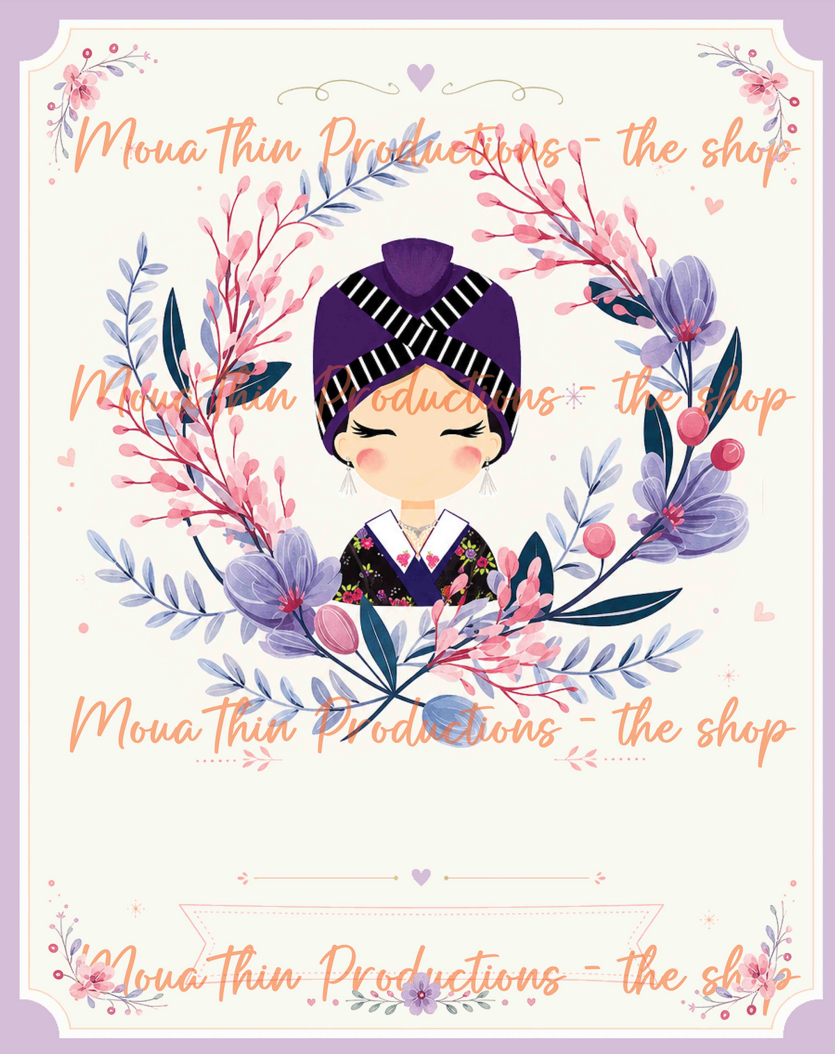 Hmong Women Floral - Blank Digital Greeting Cards