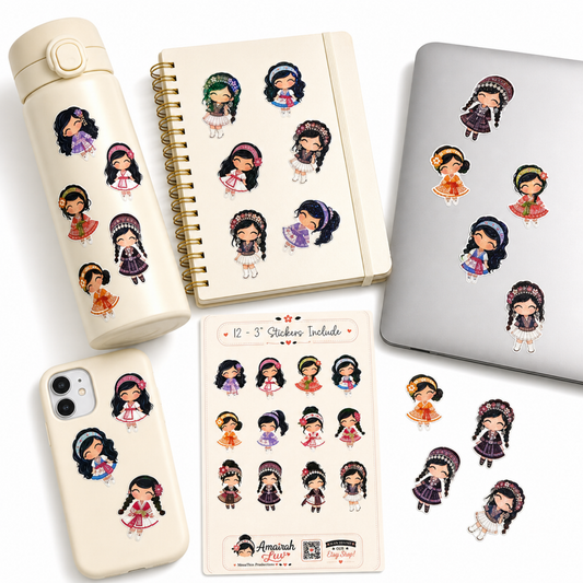 3" Stickers - Hmong Inspired Character Stickers - 12pk