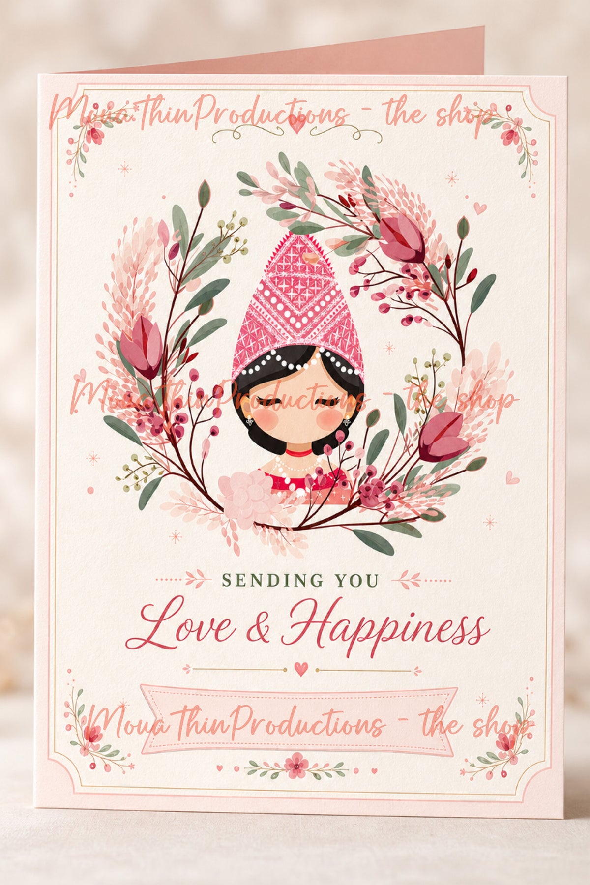 Hmong Women Floral - Blank Digital Greeting Cards